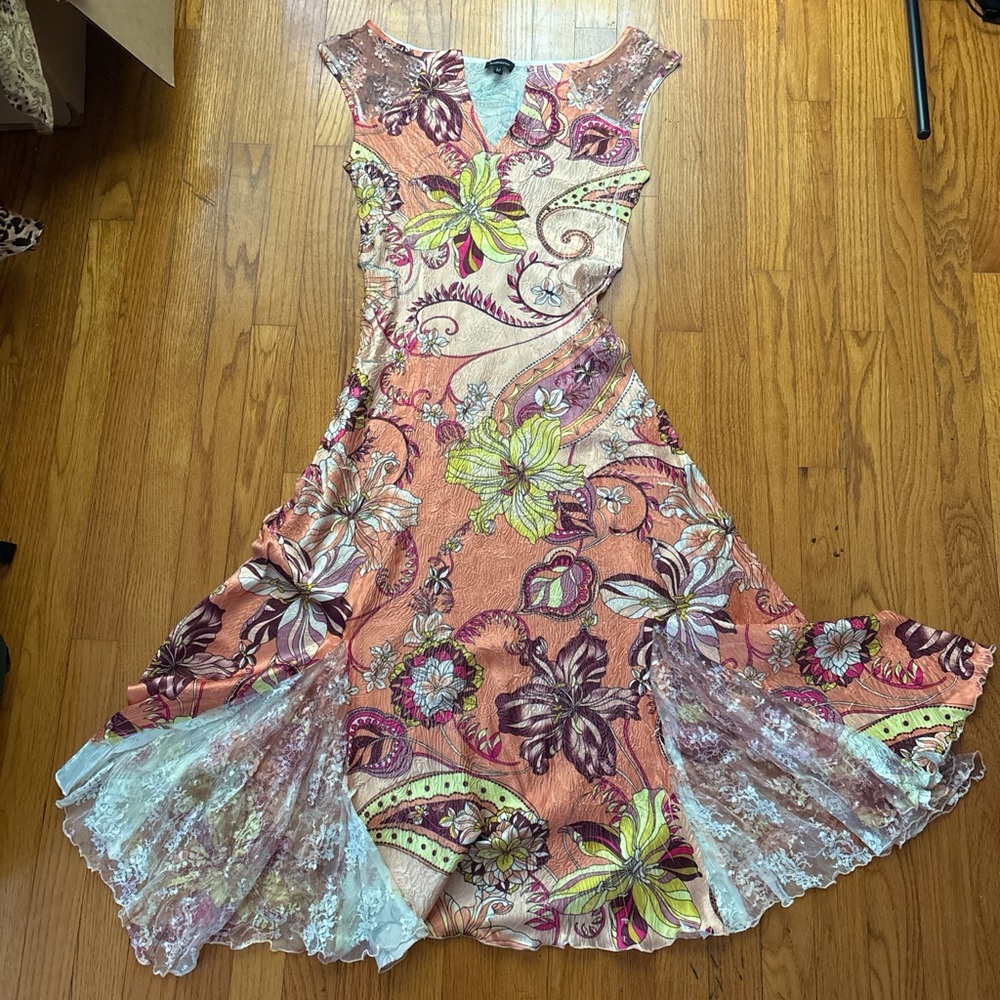 Komarov Designer Italian Floral Lace Dress